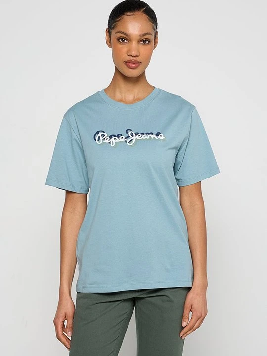 Zdjęcie produktu T-shirt z nadrukiem Pepe Jeans jasnoniebieski