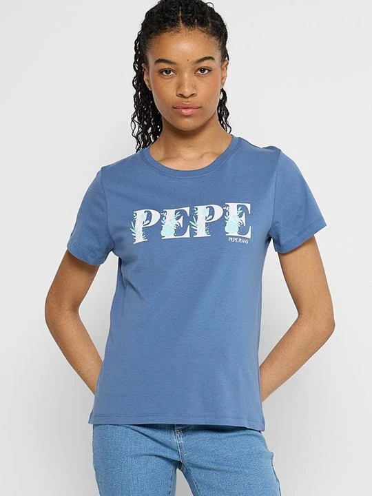 Zdjęcie produktu T-shirt z nadrukiem Pepe Jeans niebieski