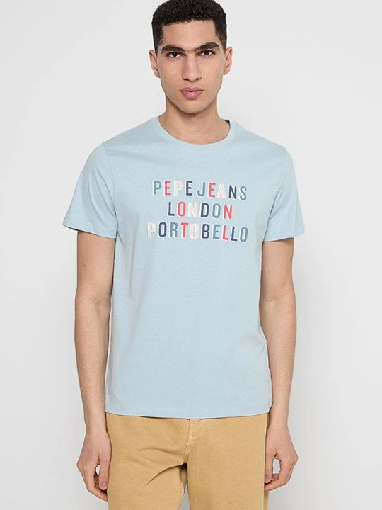 Zdjęcie produktu T-shirt z nadrukiem Pepe Jeans jasnoniebieski