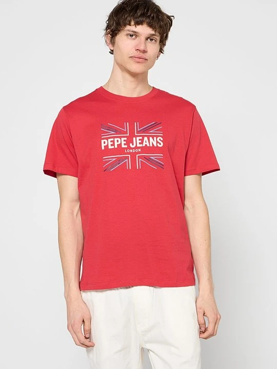 Zdjęcie produktu T-shirt z nadrukiem Pepe Jeans czerwony