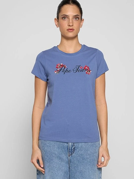 Zdjęcie produktu T-shirt z nadrukiem Pepe Jeans niebieski