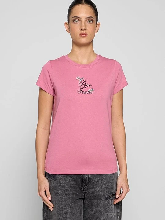 Zdjęcie produktu T-shirt z nadrukiem Pepe Jeans różowy
