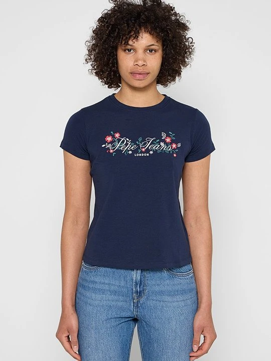 Zdjęcie produktu T-shirt z nadrukiem Pepe Jeans niebieski