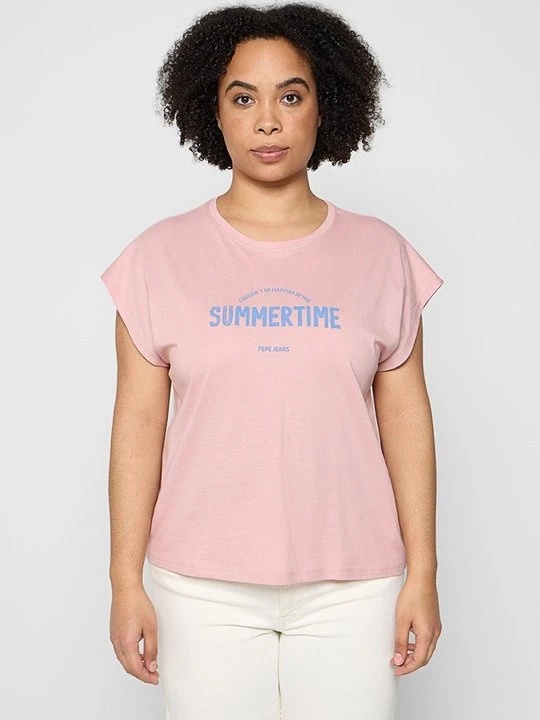 Zdjęcie produktu T-shirt z nadrukiem Pepe Jeans jasnoróżowy