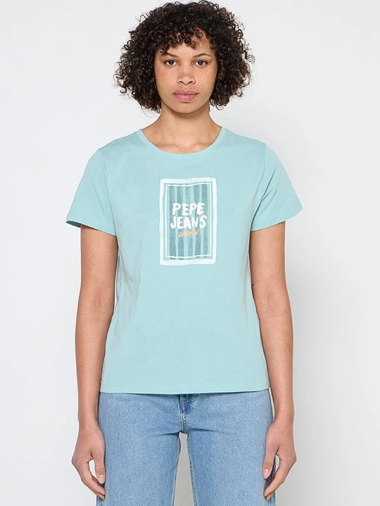Zdjęcie produktu T-shirt z nadrukiem Pepe Jeans jasnoniebieski