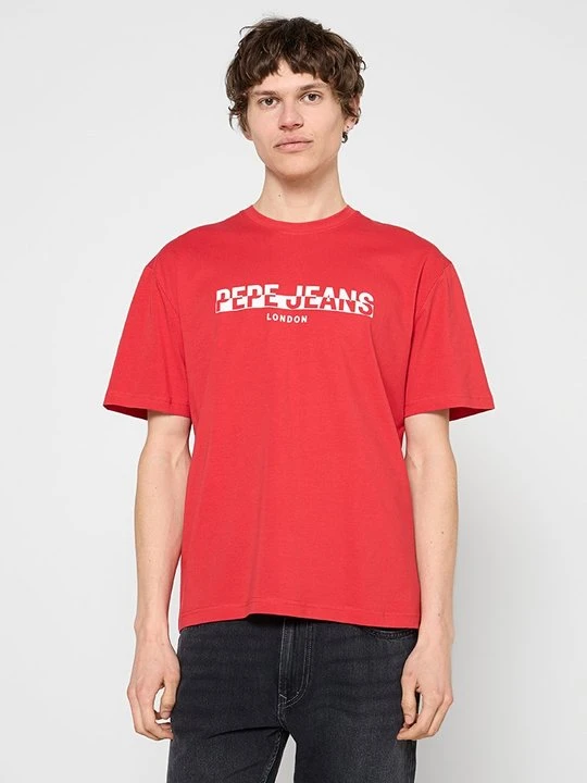 Zdjęcie produktu T-shirt z nadrukiem Pepe Jeans czerwony