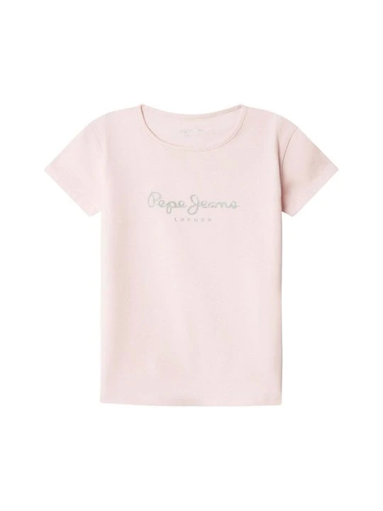 Zdjęcie produktu T-shirt z nadrukiem Pepe Jeans jasnoróżowy