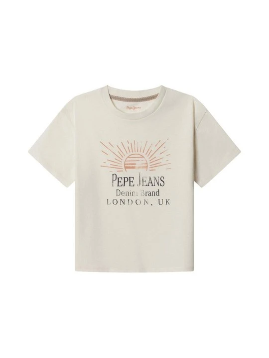 Zdjęcie produktu T-shirt z nadrukiem Pepe Jeans mleczny