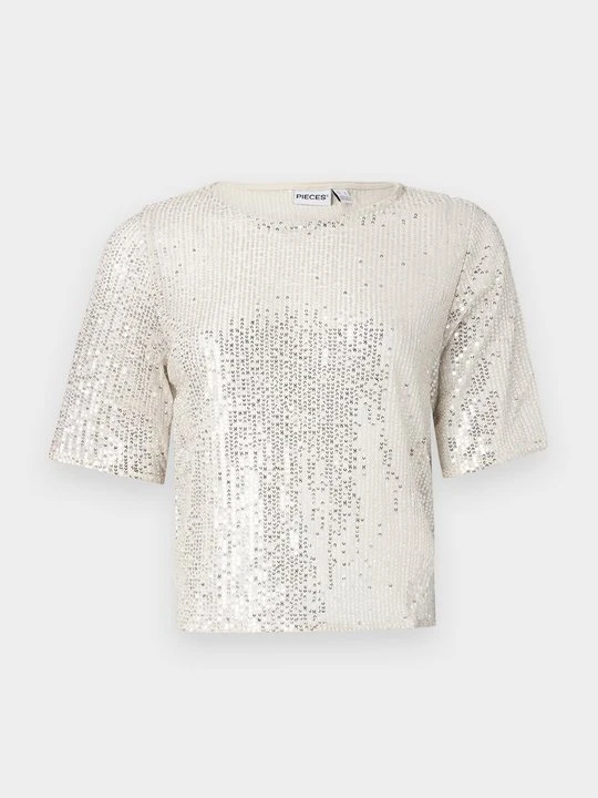 Zdjęcie produktu T-shirt z nadrukiem Pieces mleczny