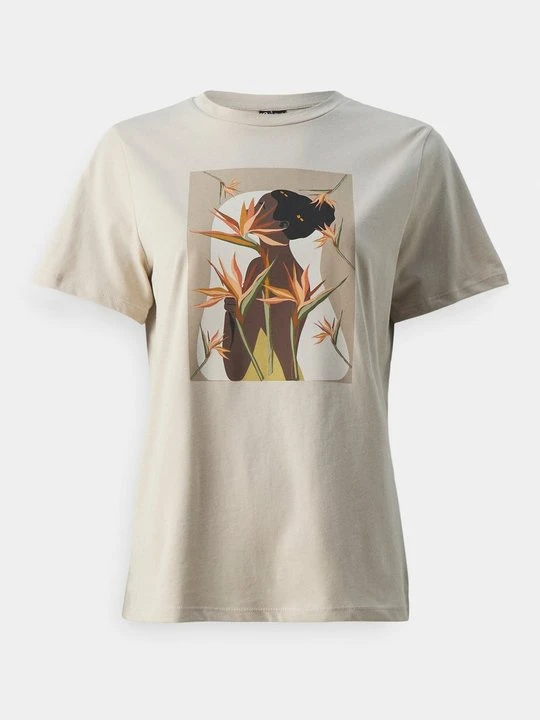 Zdjęcie produktu T-shirt z nadrukiem Pieces mleczny
