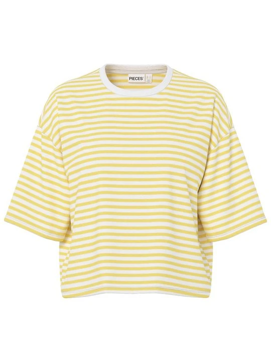 Zdjęcie produktu T-shirt z nadrukiem Pieces żółty
