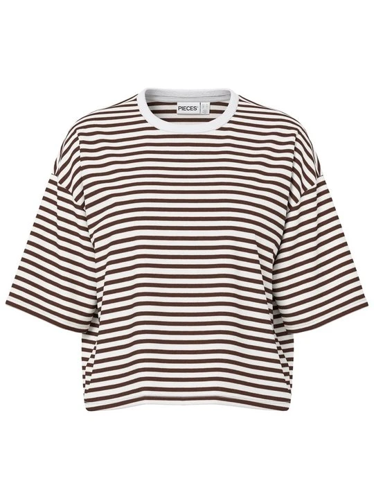 Zdjęcie produktu T-shirt z nadrukiem Pieces brązowy