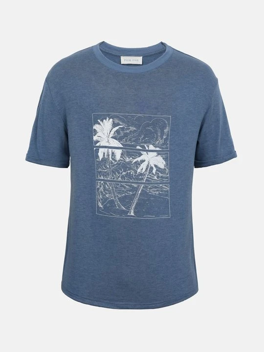 Zdjęcie produktu T-shirt z nadrukiem Pier One By Zalando niebieski