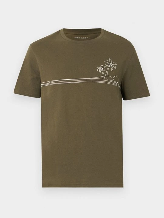 Zdjęcie produktu T-shirt z nadrukiem Pier One oliwkowy