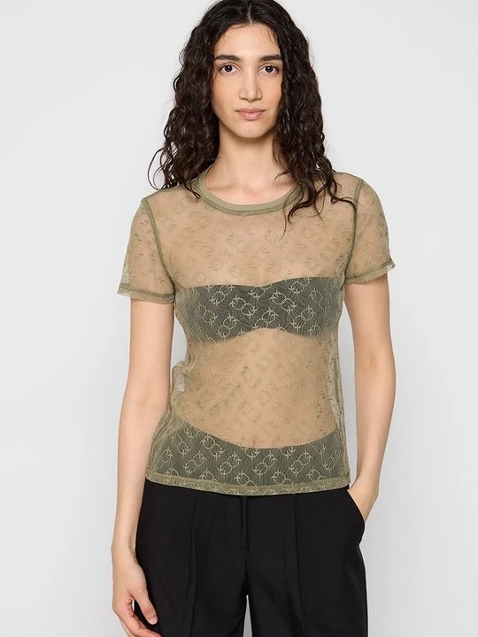 Zdjęcie produktu T-shirt z nadrukiem Pinko zielony