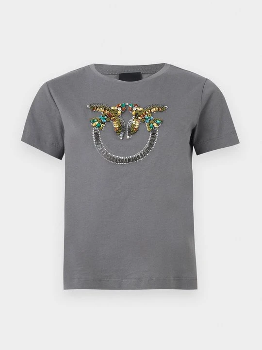 Zdjęcie produktu T-shirt z nadrukiem Pinko ciemnoszary