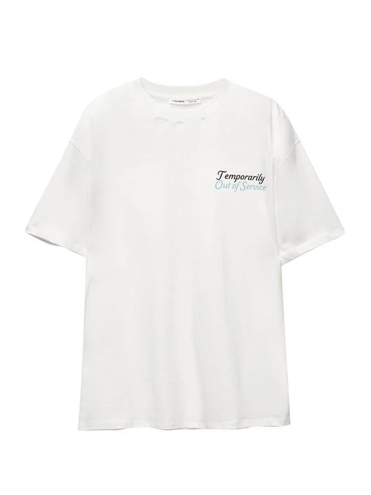Zdjęcie produktu T-shirt z nadrukiem PULL&BEAR biały
