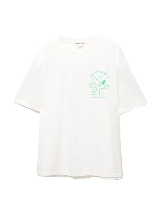 Zdjęcie produktu T-shirt z nadrukiem PULL&BEAR biały