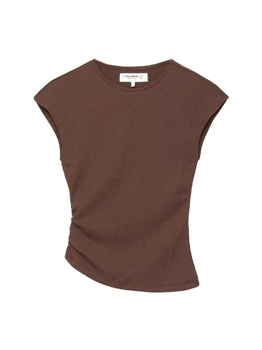 Zdjęcie produktu T-shirt z nadrukiem PULL&BEAR brązowy