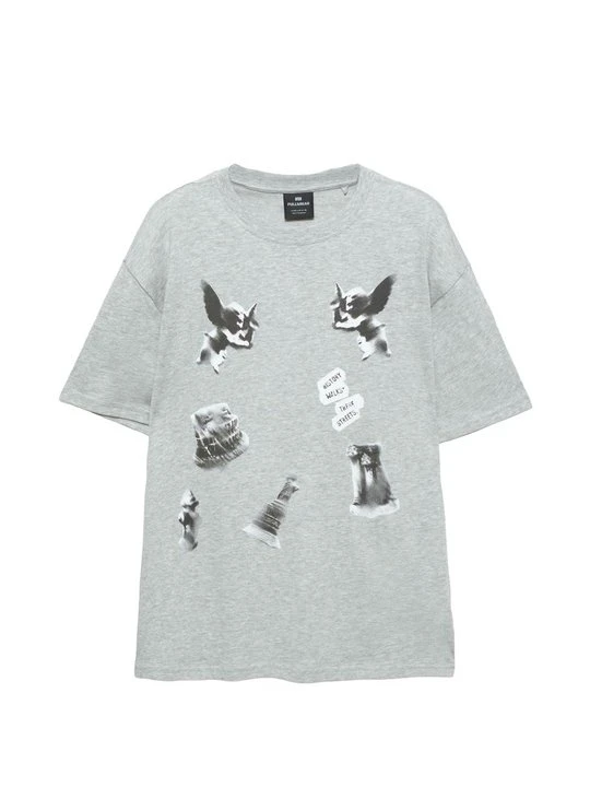 Zdjęcie produktu T-shirt z nadrukiem PULL&BEAR szary