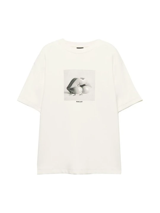 Zdjęcie produktu T-shirt z nadrukiem PULL&BEAR biały