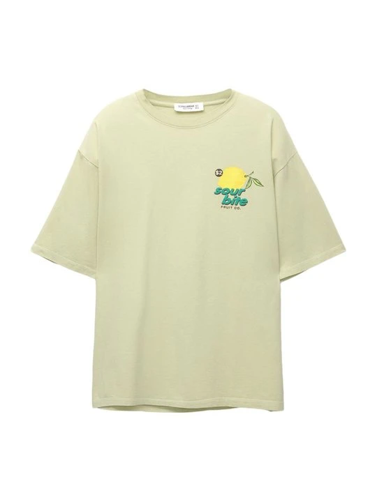 Zdjęcie produktu T-shirt z nadrukiem PULL&BEAR zielony