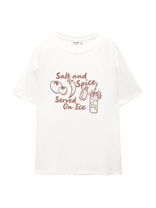Zdjęcie produktu T-shirt z nadrukiem PULL&BEAR biały