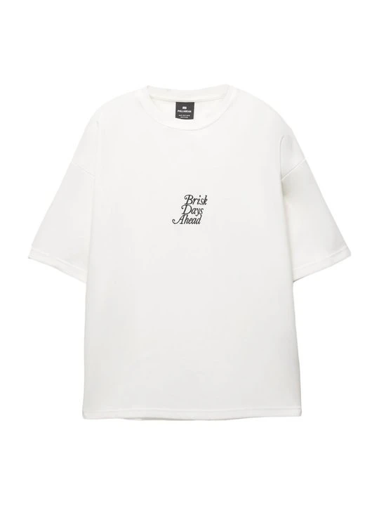 Zdjęcie produktu T-shirt z nadrukiem PULL&BEAR biały