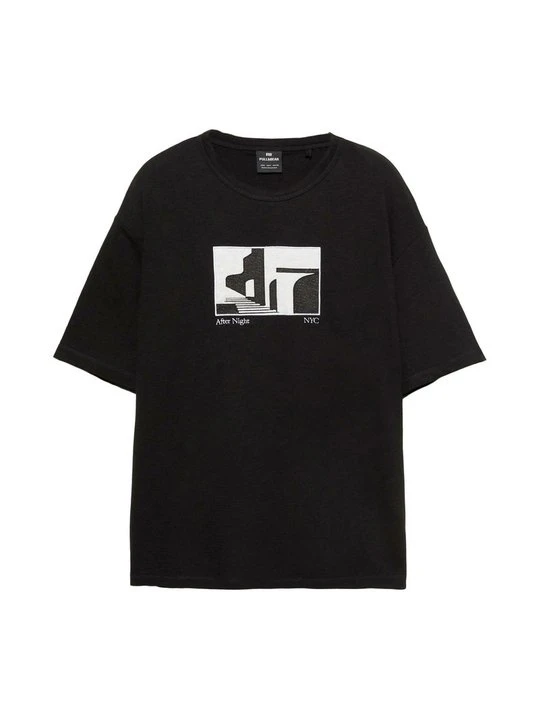 Zdjęcie produktu T-shirt z nadrukiem PULL&BEAR czarny