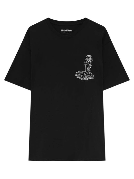 Zdjęcie produktu T-shirt z nadrukiem PULL&BEAR czarny melanż