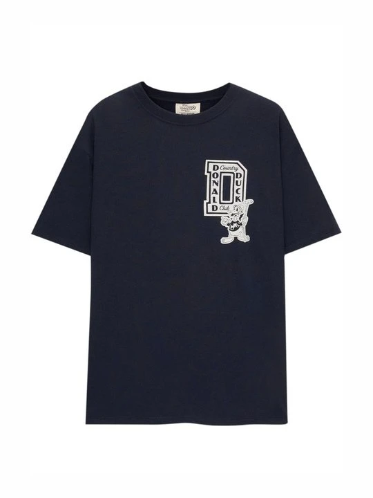 Zdjęcie produktu T-shirt z nadrukiem PULL&BEAR granatowy
