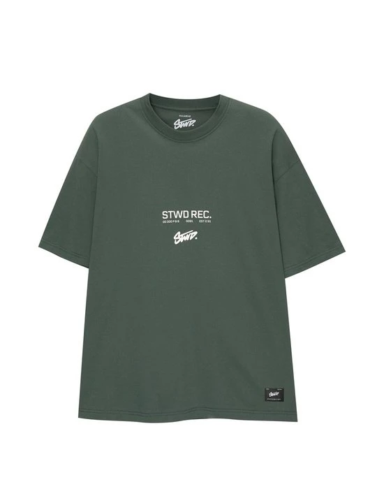 Zdjęcie produktu T-shirt z nadrukiem PULL&BEAR zielony