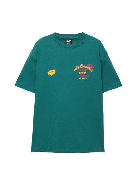 Zdjęcie produktu T-shirt z nadrukiem PULL&BEAR zielony