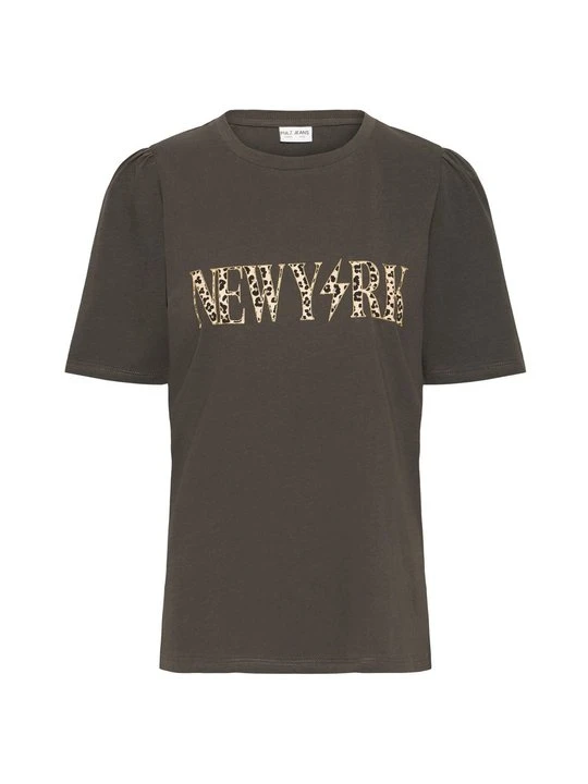 Zdjęcie produktu T-shirt z nadrukiem PULZ ciemnobrązowy