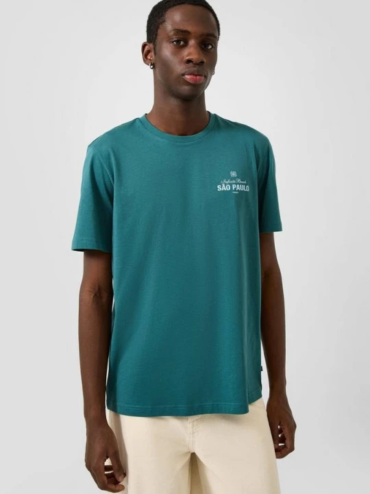 Zdjęcie produktu T-shirt z nadrukiem QS petrolowy