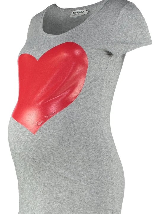 Zdjęcie produktu T-shirt z nadrukiem Queen Mum szary melanż
