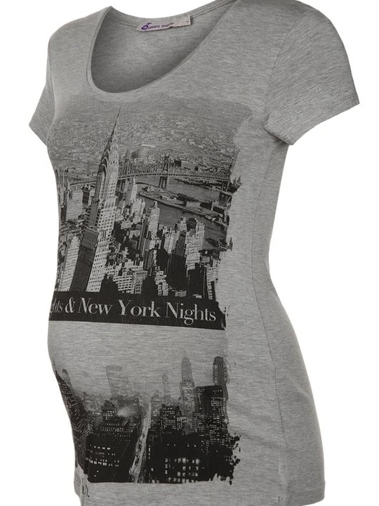 Zdjęcie produktu T-shirt z nadrukiem Queen Mum szary melanż