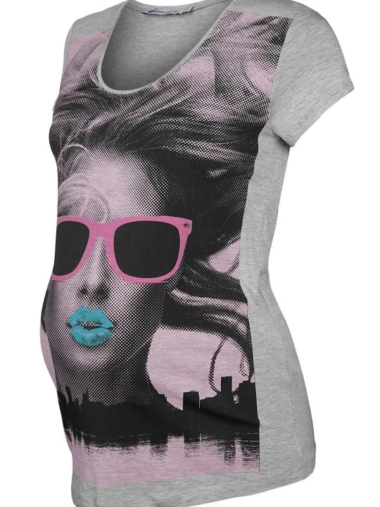 Zdjęcie produktu T-shirt z nadrukiem Queen Mum szary melanż