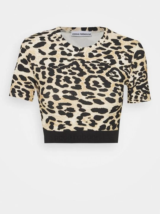 Zdjęcie produktu T-shirt z nadrukiem Paco Rabanne brązowy melanż