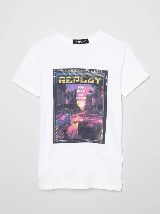 Zdjęcie produktu T-shirt z nadrukiem Replay biały