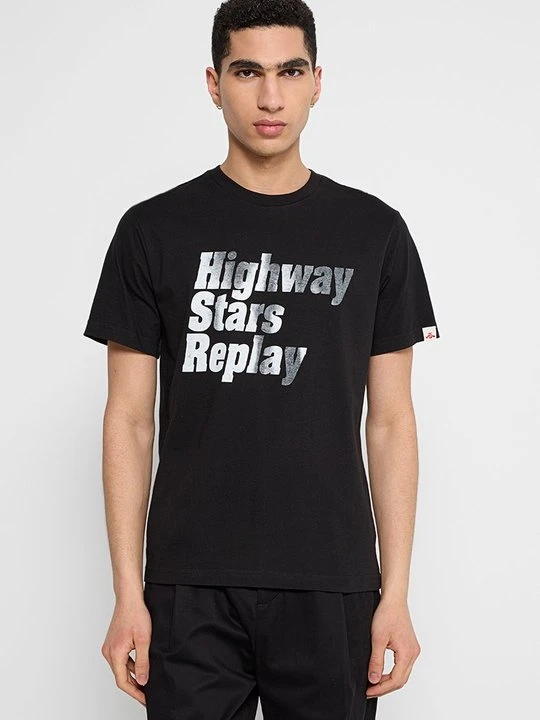 Zdjęcie produktu T-shirt z nadrukiem Replay czarny