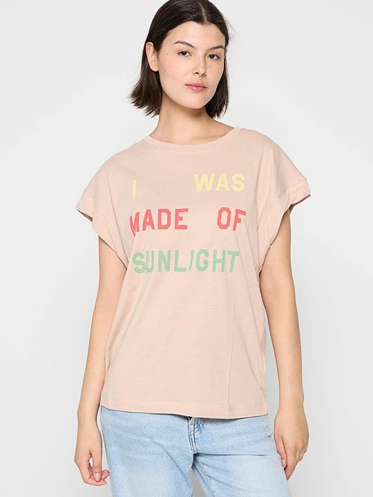 Zdjęcie produktu T-shirt z nadrukiem Replay beżowy