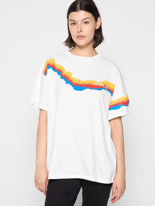 Zdjęcie produktu T-shirt z nadrukiem Replay biały