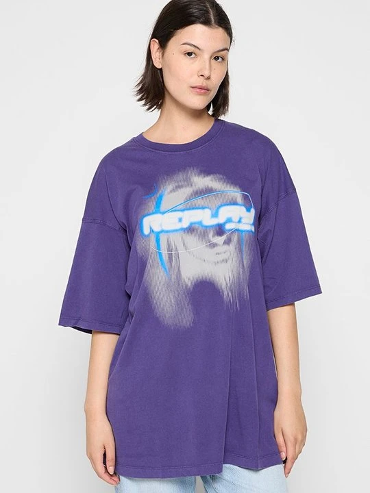 Zdjęcie produktu T-shirt z nadrukiem Replay fioletowy