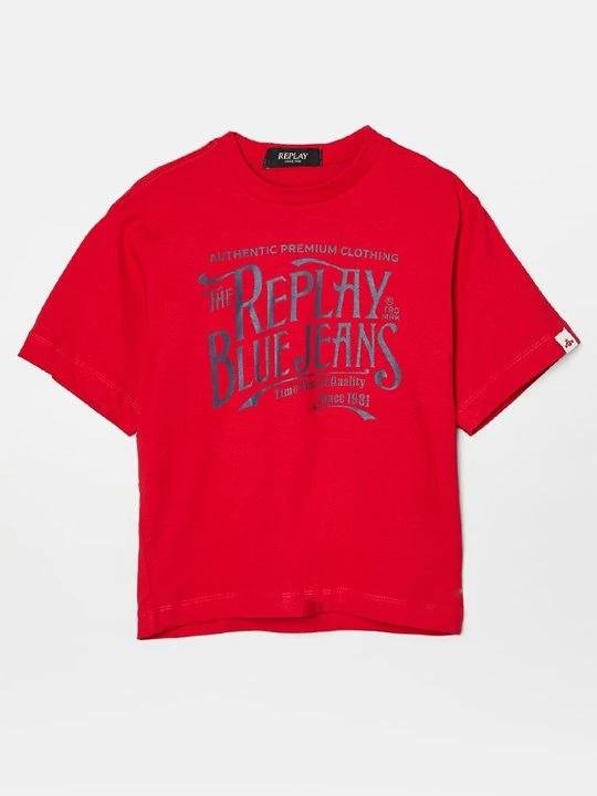 Zdjęcie produktu T-shirt z nadrukiem Replay czerwony