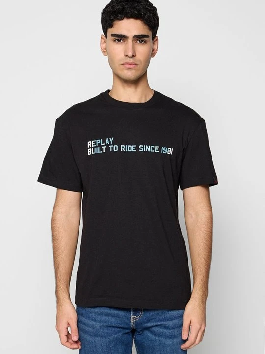Zdjęcie produktu T-shirt z nadrukiem Replay czarny