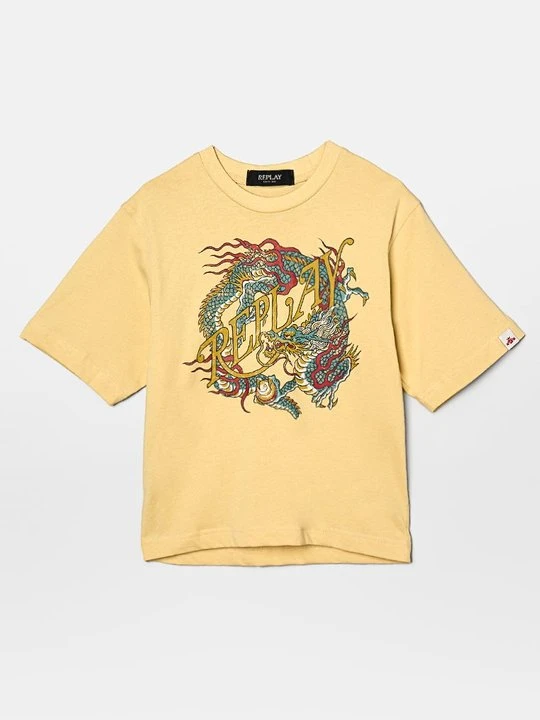 Zdjęcie produktu T-shirt z nadrukiem Replay beżowy
