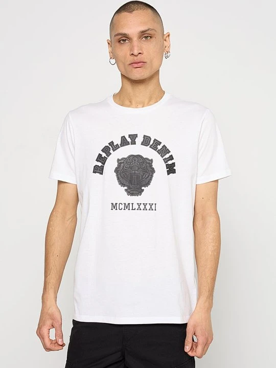 Zdjęcie produktu T-shirt z nadrukiem Replay biały
