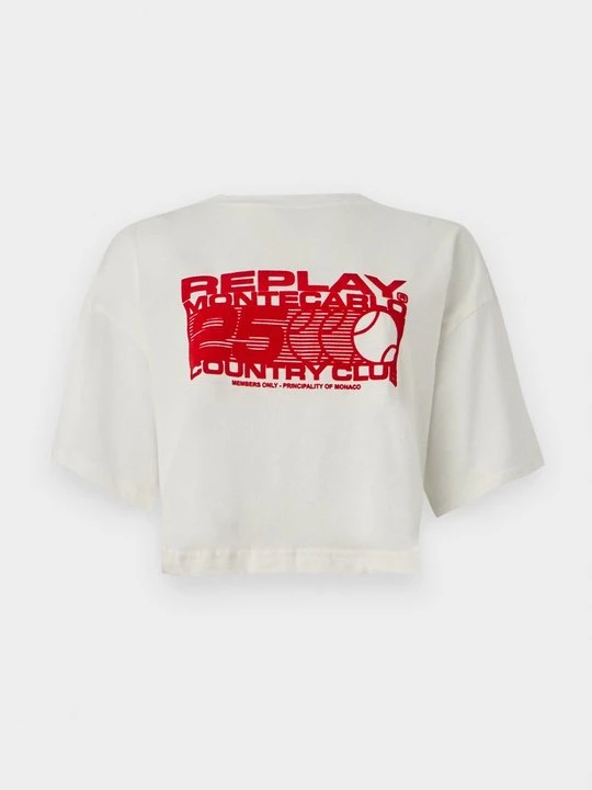 Zdjęcie produktu T-shirt z nadrukiem Replay mleczny