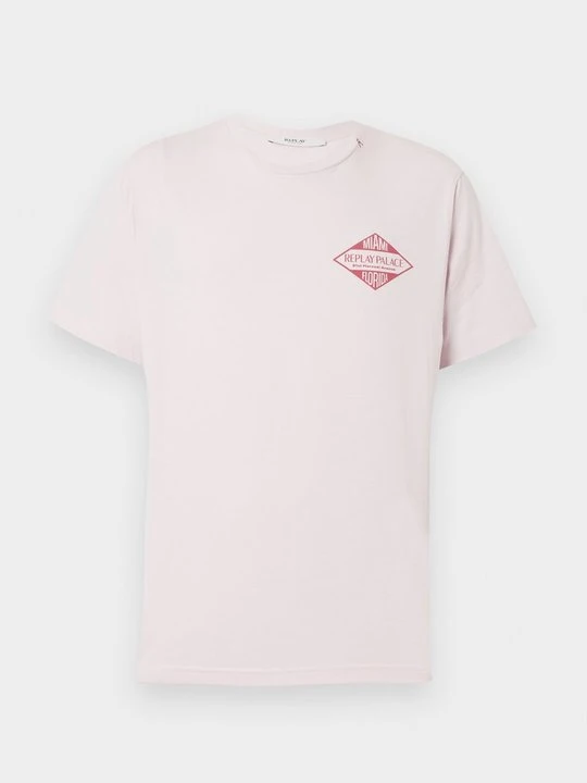 Zdjęcie produktu T-shirt z nadrukiem Replay jasnoróżowy